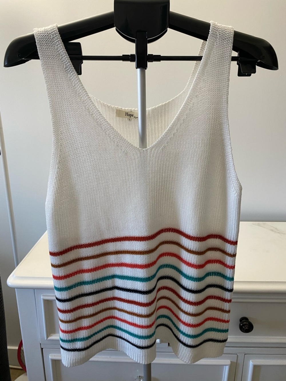 Hope Striped Sweater Tank Top Size Large Boho Summer Knit